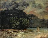 Gustave Courbet Famous Paintings - Lake Geneve before the Storm